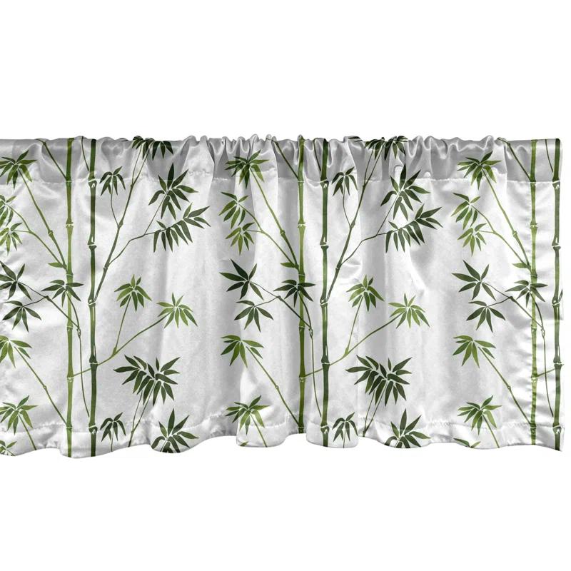 Ambesonne Ambesonne Asian Print Valance Pack of 2 Exotic Foliage Pattern  Olive Green Evergreen