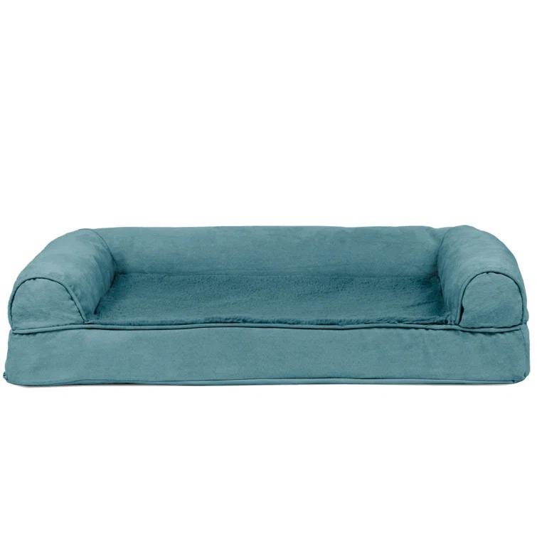 FurHaven Plush & Suede Full Support Orthopedic Foam Sofa Style Bolster Dog Bed