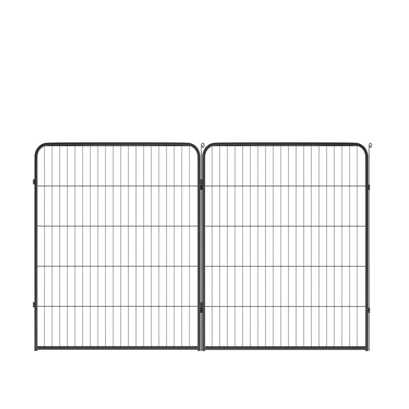 FDW Dog Playpen Indoor 2 Panels Dog Pen For Medium And Large Dogs, Exercise Pen Pet Dog Fence With Doors Pet Puppy Playpen For RV Camping Yard, Black
