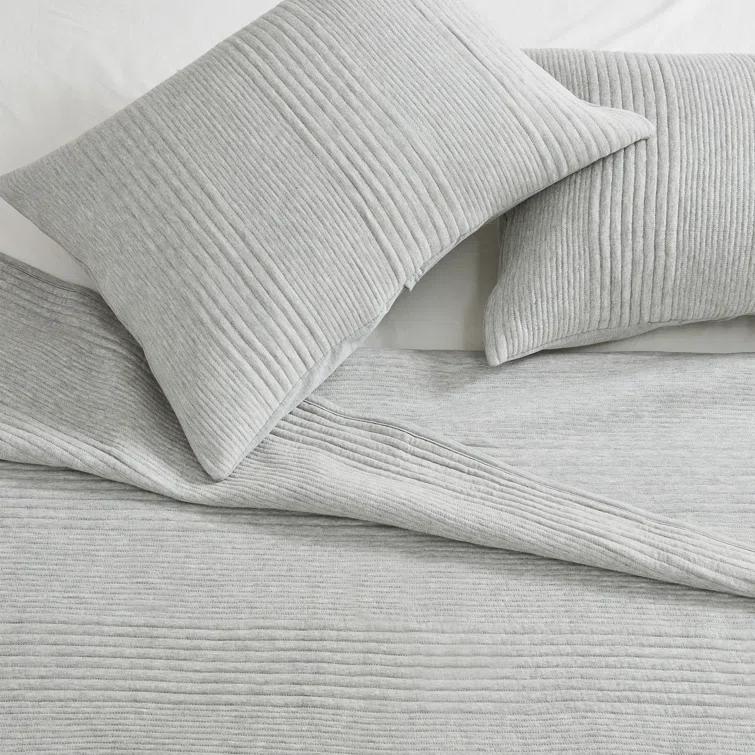FreshFolds Jersey Cotton Blend Stitched Quilt Set with Shams