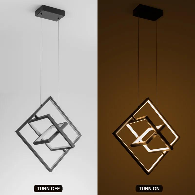 SIMPOL HOME Modern LED Pendant Light, Contemporary Dimmable Light, Adjustable Black Square Cube Ceiling light