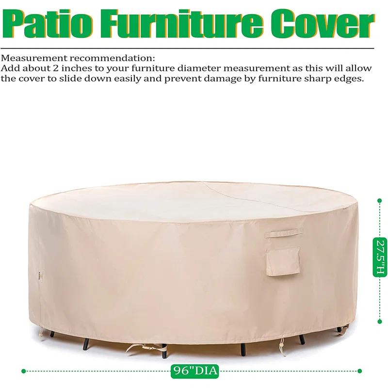Premium Waterproof Outdoor Patio Round Table Cover: Latest Rip-Stop Fabric, 3-Year Warranty