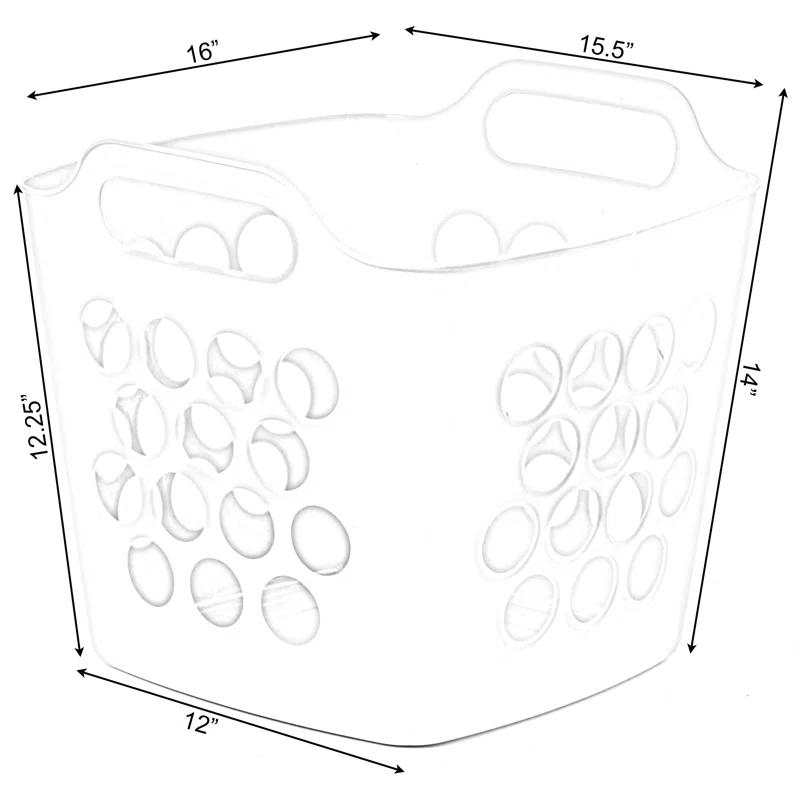 Rebrilliant Flexible Plastic Carry Laundry Basket Holder Square Storage Hamper with Side Handles