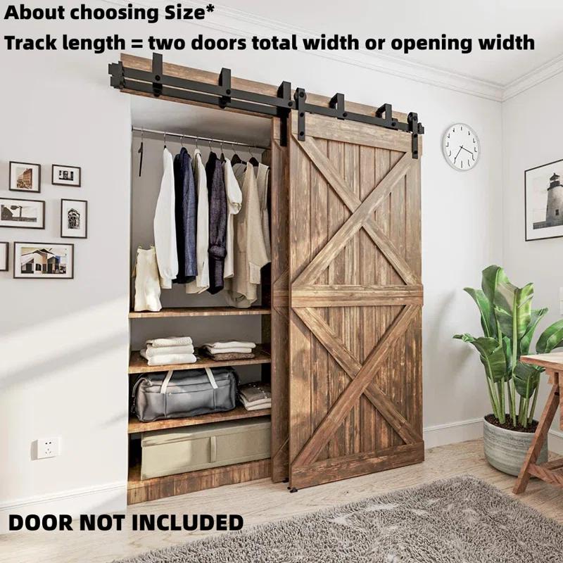 Lazio LAZ Sliding Double Bypass Double Door Barn Door Hardware Kit