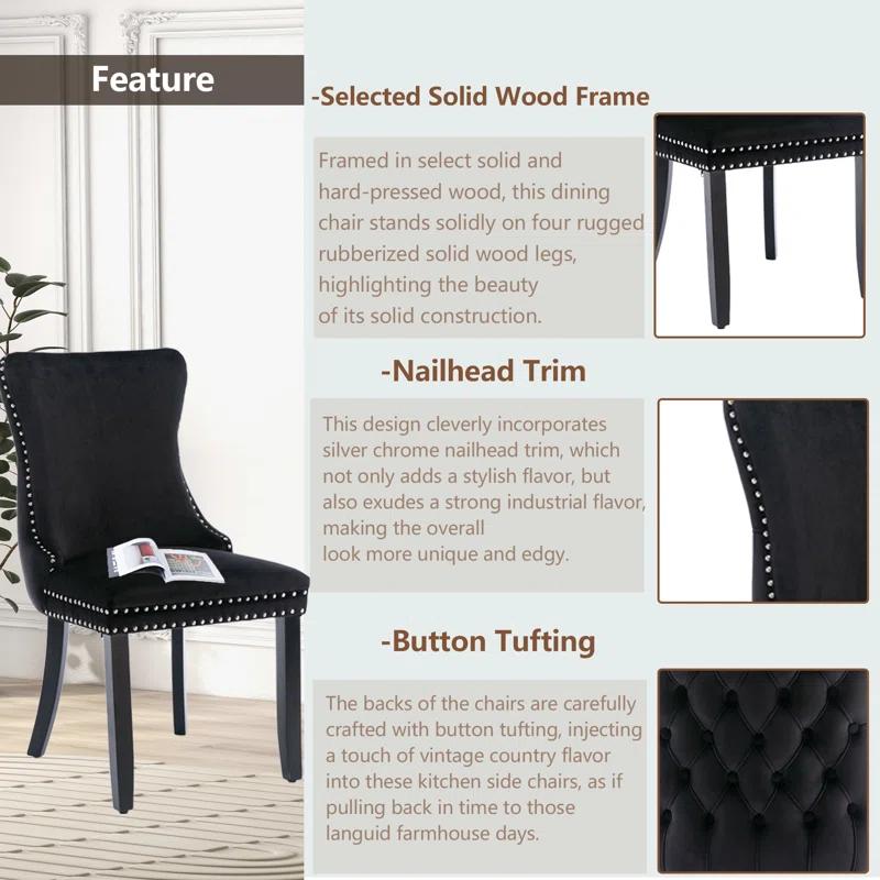 Velvet Upholstered Wing Back Dining Chair (Set of 6)