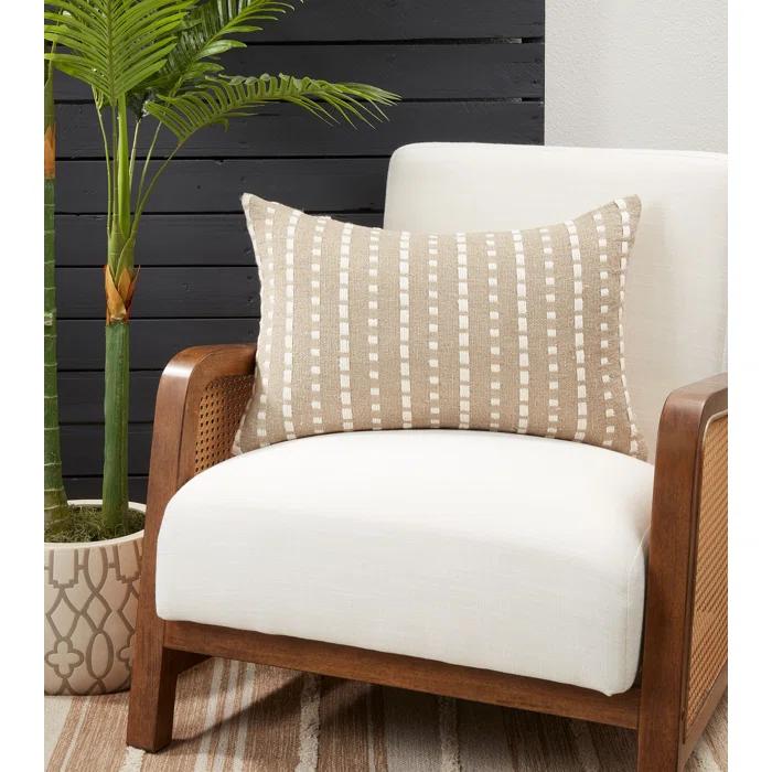 Saro Dudley Collection Striped Cotton Reversible Throw Pillow
