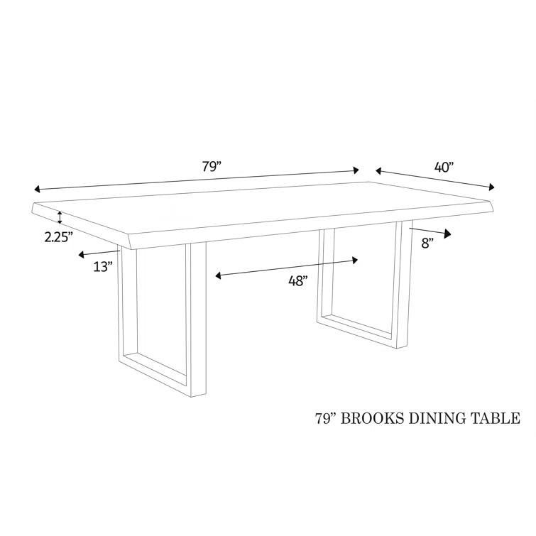 Sandblasted Grey Acacia Wood & Pewter Aluminum Rectangular Dining Table