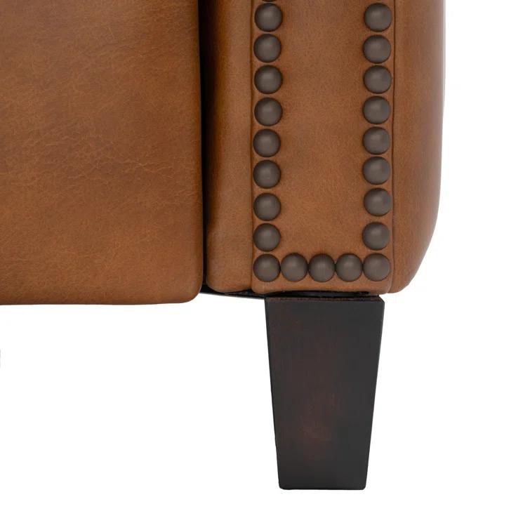 Safavieh  Couture Buddy Leather Nailhead Trim Recliner Dark Grey 30" W x 30" L x 37.5" H