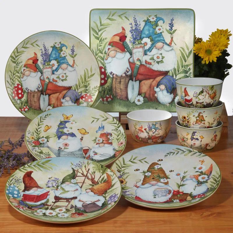 Certified International Garden Gnomes 2Pc Planter Set With Saucer