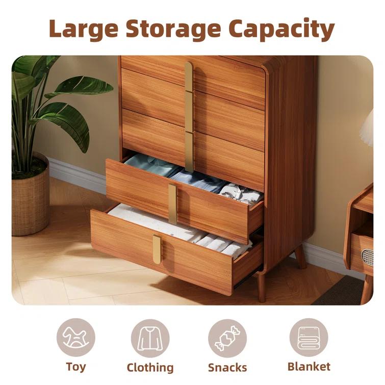 George Oliver Mid Century Modern 5 Drawer Dresser