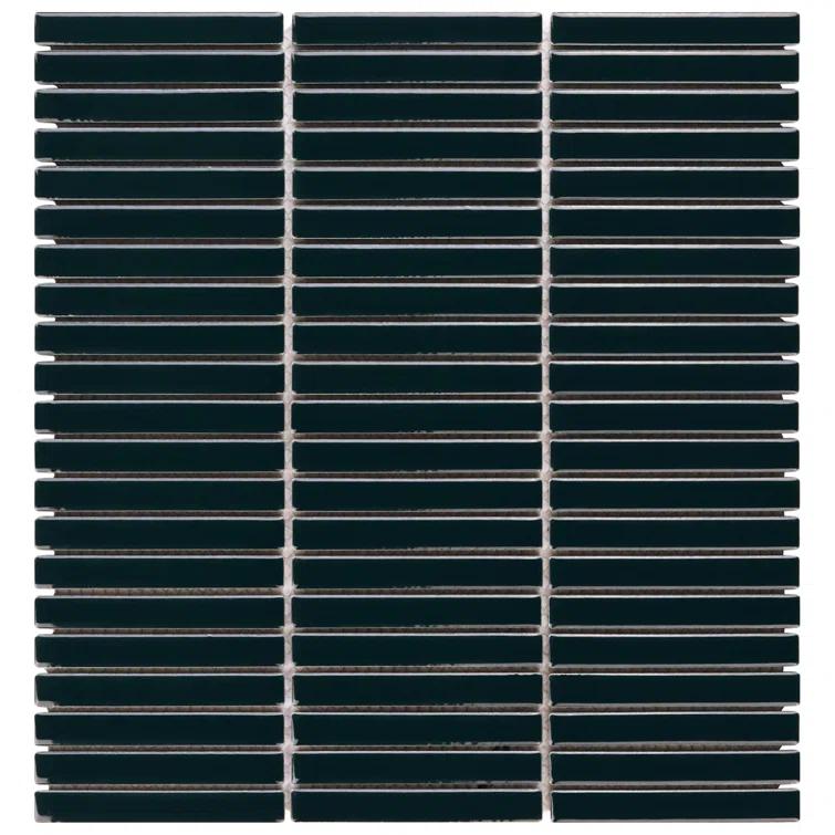 Monogram Stacked 11.19 In. X 11.9 In. Glossy Porcelain Mosaic Floor And Wall Tile (0.92 Sq. Ft. / Each)