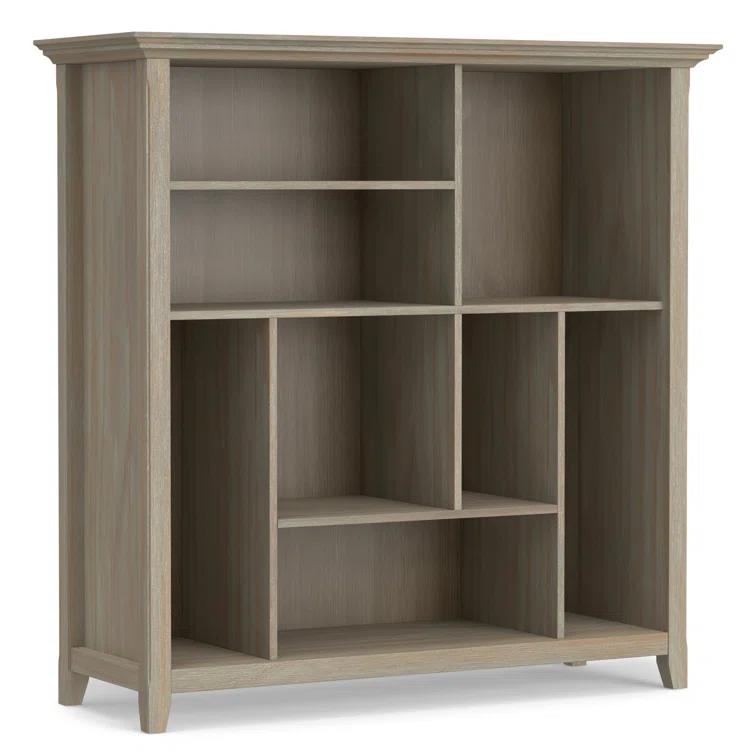 Simpli Home Amherst 44"W Solid Wood Multi Cube Bookcase with 8 Different Sized Storage Cubbies