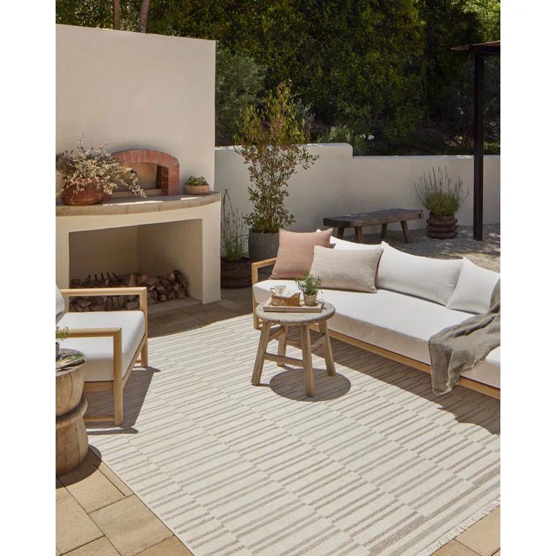 Malibu II Indoor / Outdoor Rug by Amber Lewis x Loloi - Ivory and Dove / 7'8" x 10'