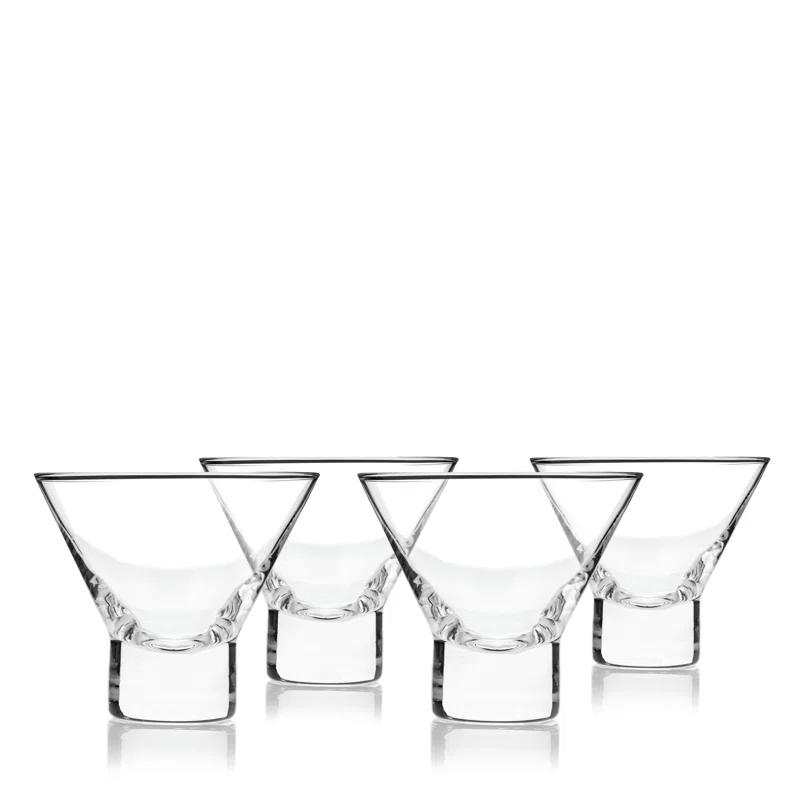 Viski Raye Heavy Base Crystal Stemless Martini Glasses
