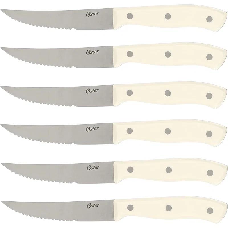 Oster Oster Evansville 14 Piece Stainless Steel Blade Cutlery Set in White