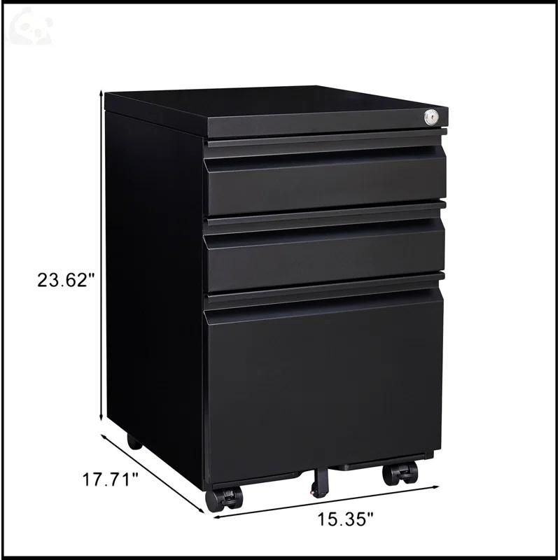 Inbox Zero 3-Drawer Mobile File Cabinet With Lock