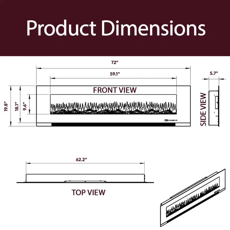 Cambridge Cambridge Wall Mount Electric Fireplace Heater with Remote Control for Indoor Use in Living Room, Bedroom, Home Office