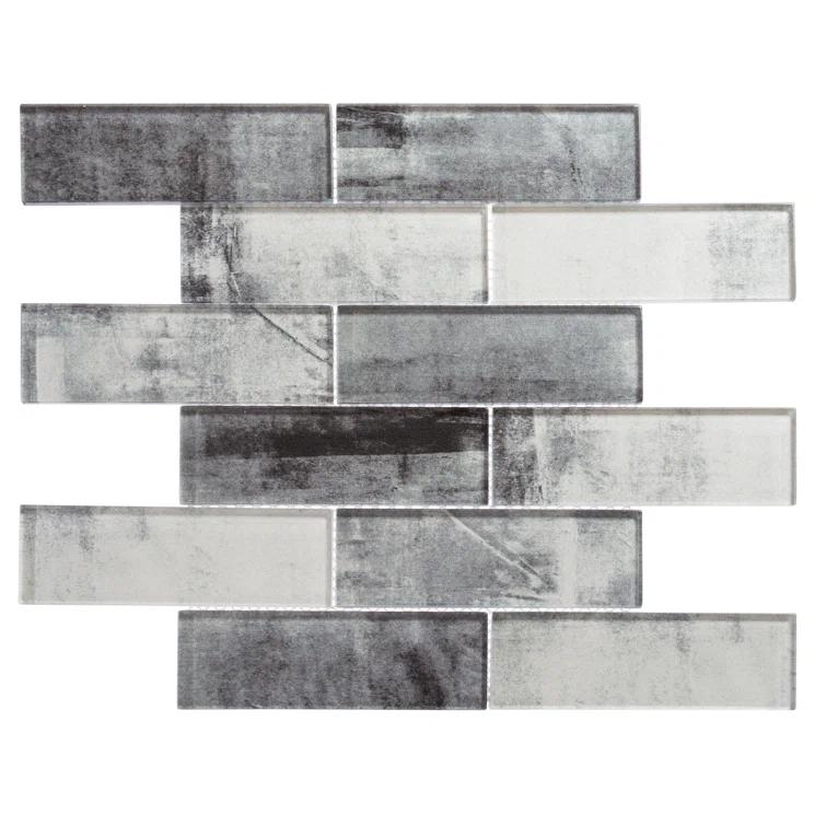 Andova Migdal 2'' x 6'' Glass Brick Joint Mosaic Kitchen Backsplash, Bathroom, Shower, Wall and Floor Tile