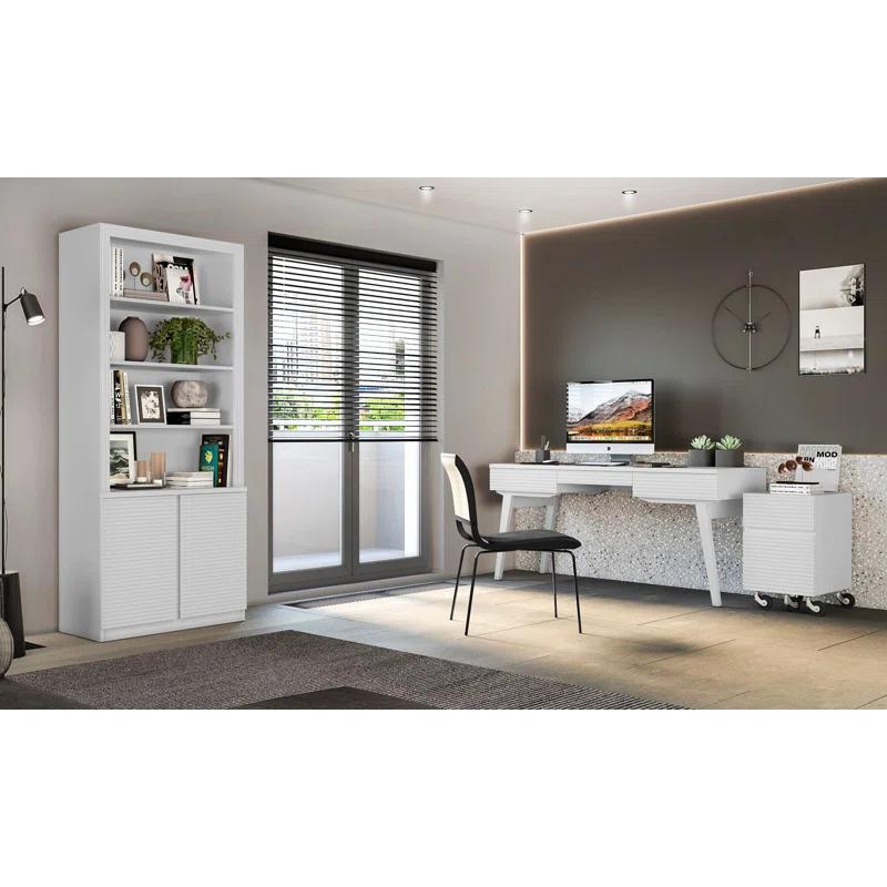 Furnitech Solid Wood Base Writing Desk with Power Outlet