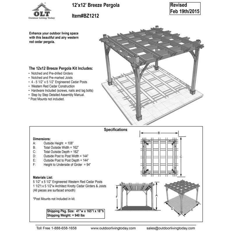 Outdoor Living Today Breeze Solid Wood Pergola
