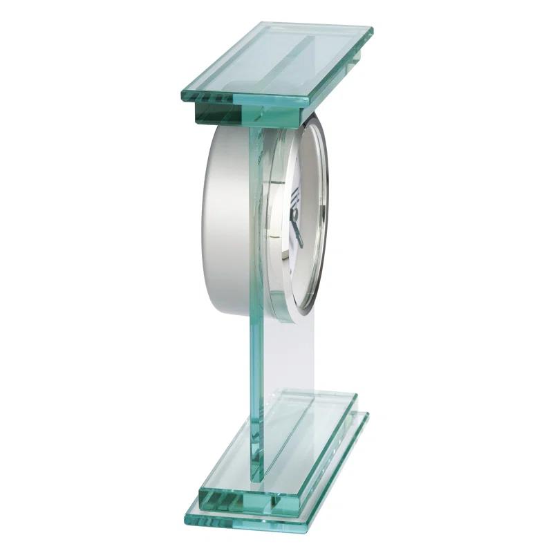 Howard Miller® Hightower Modern & Contemporary Roman Numeral Crystal Quartz Movement / Crystal Tabletop Clock with Alarm in Clear