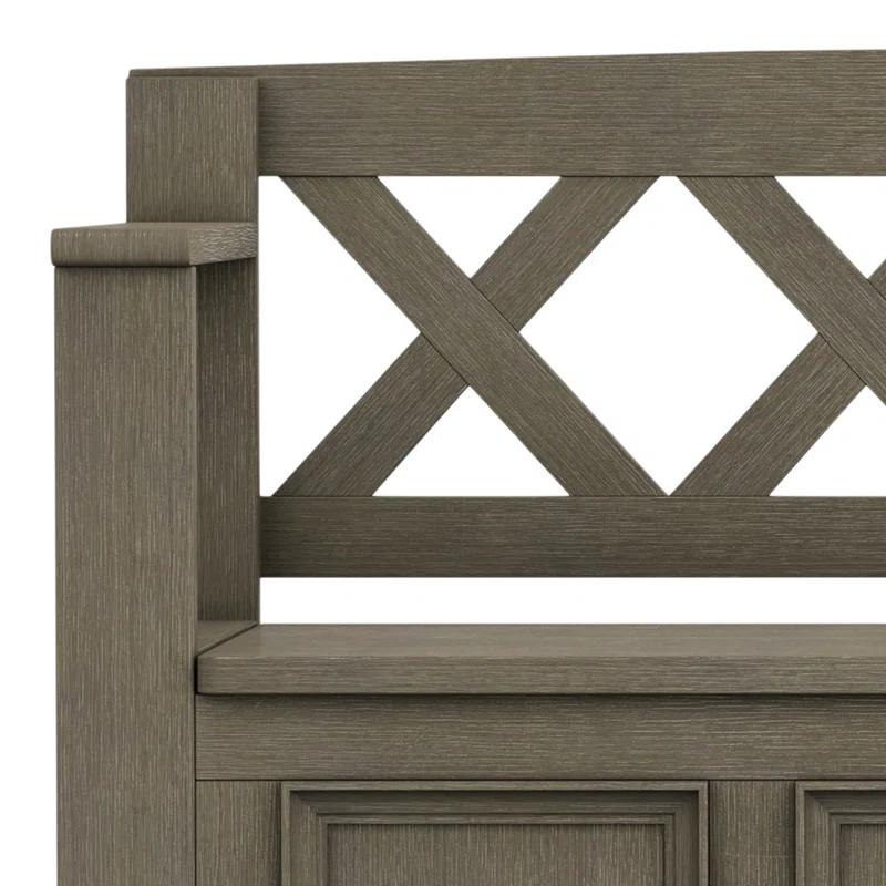 Simpli Home Amherst 48"W Solid Wood Entryway Storage Bench with Lift-Top Lid and Dual Compartments