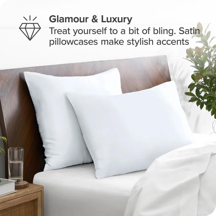Bare Home Soft Poly Satin Pillowcase Set