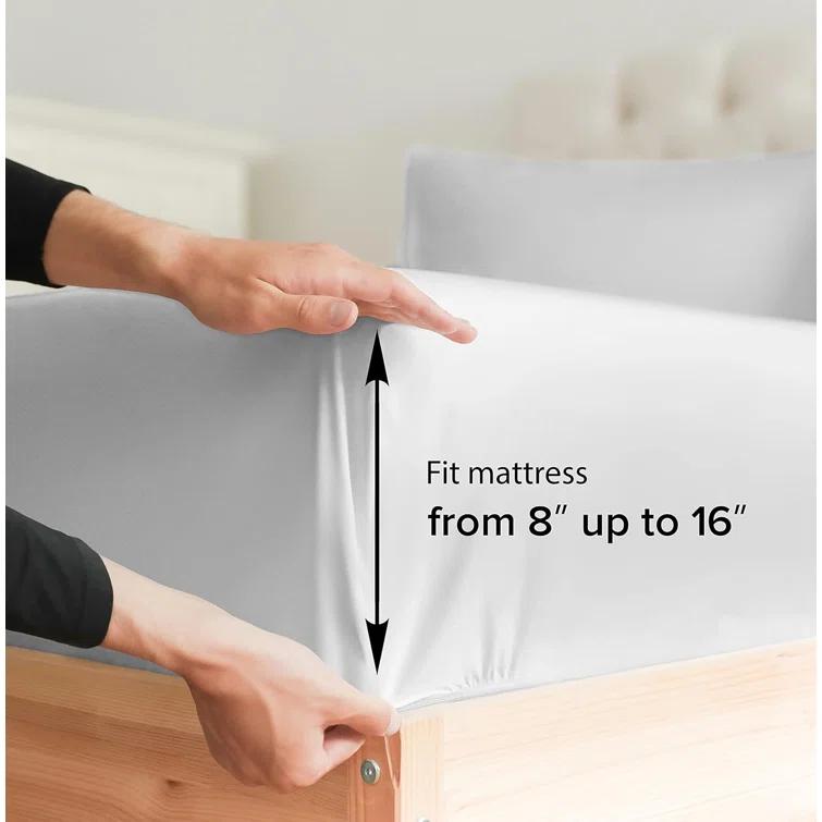 CGK Linens Premium Rayon From Bamboo 4 Piece Deep Pocket Ultra Soft & Cooling Sheet Set