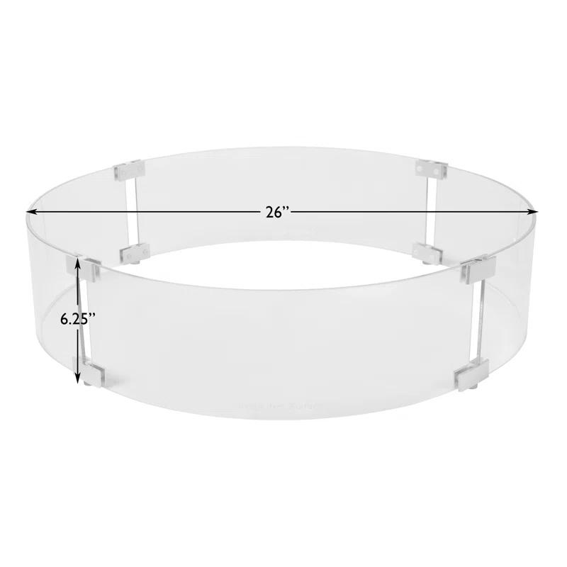 Fire Sense Fire Sense Wind Guard Clear Glass Tempered Glass for Propane, Gas, Fire Pits and Patio Heaters-Round-26 Inches