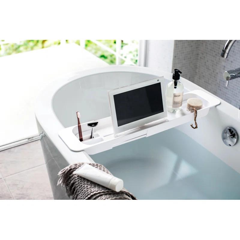 Yamazaki Home Tower Yamazaki Home Expandable Bathtub Caddy - Bathroom Tray Table Holder, 1.77" Height