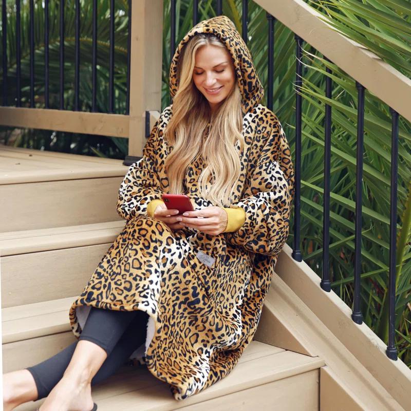 Catalonia Full Body Blanket Hoodie Sweatshirt, Extra Long Oversized Comfortable Sherpa Lounging Pullover