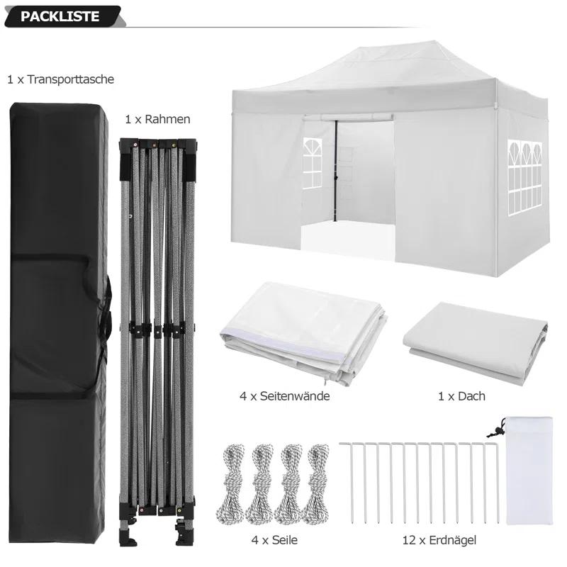 Cobizi 10x15 Heavy Duty Pop up Canopy Tent with 4 sidewalls Commercial Outdoor Canopy Wedding Party Tents for Wedding All Season Wind & Waterproof Gazebo with Carry Bag, Black(Frame Thickened)