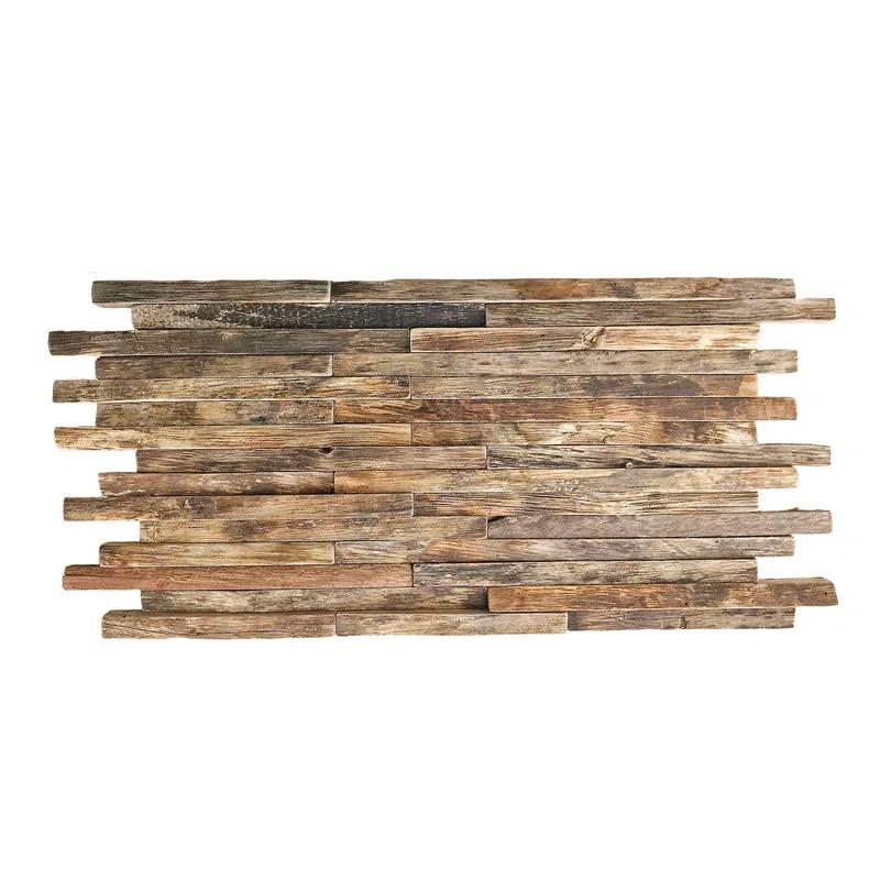 23 3/4"W x 11 7/8"H x 3/4"P Stacked Boat Wood Mosaic Wall Tile, Natural Finish