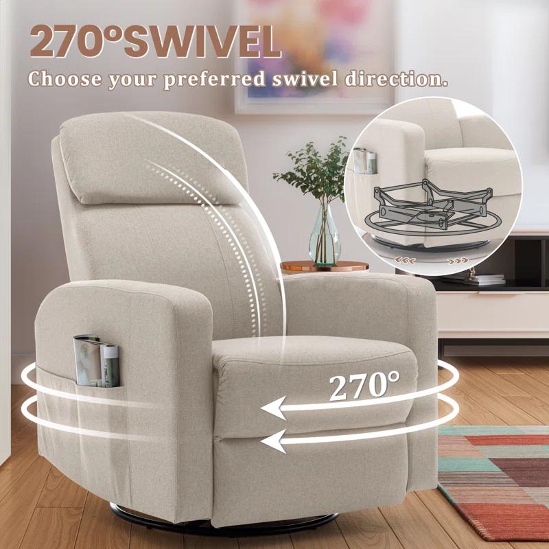 Ebern Designs Power Swivel Recliner Chairs For Adults, Electric Rocking Chair, Glider Recliner Chair With Classified Side Pocket, Rocking Chairs Featuring Type-c And Usb Ports