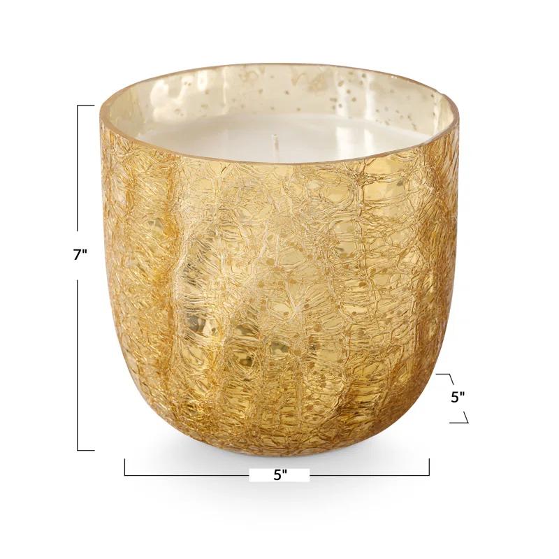 Large Boxed Crackle Glass Candle, Cardamom Pomander