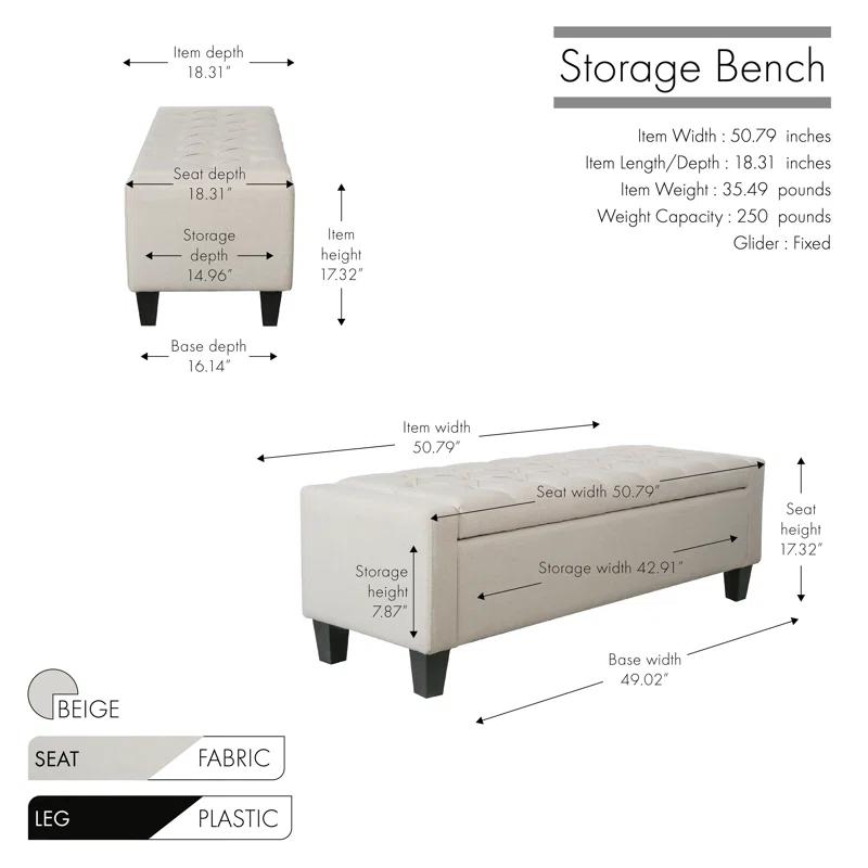 Porthos Home Porthos Home Wren Fabric Button Tufted Storage Bench