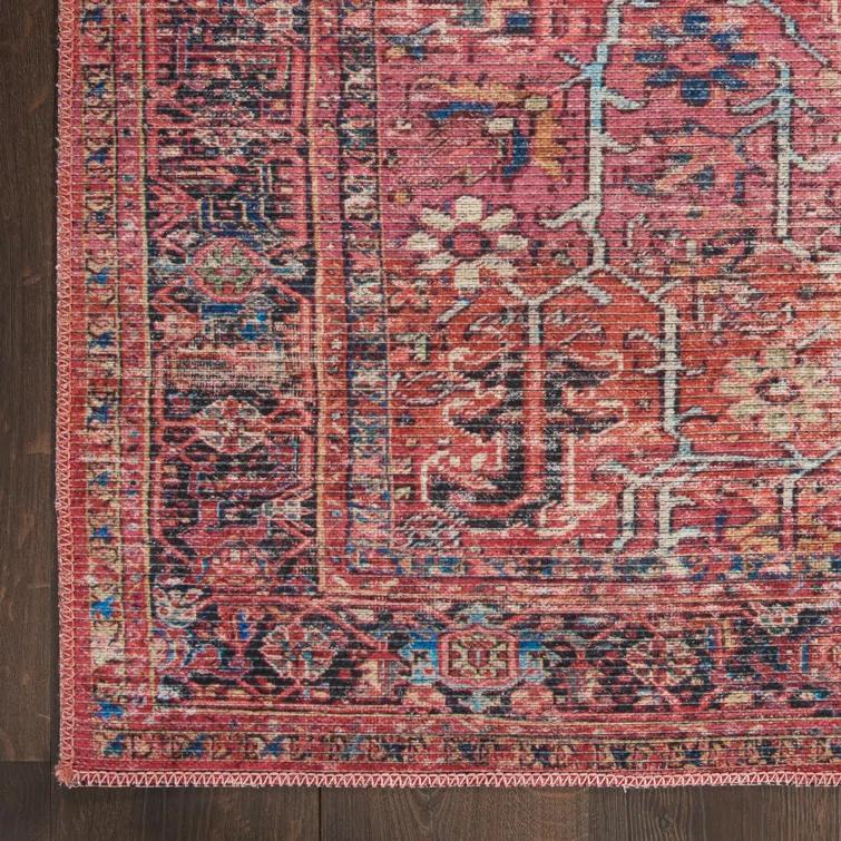 Bungalow Rose Machine Washable Oriental Red Area Rug