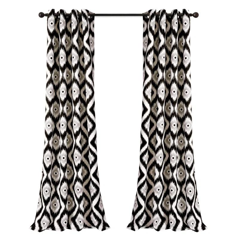 Lush Decor Diamond Ikat Polyester Semi Sheer Curtain Pair (Set of 2)