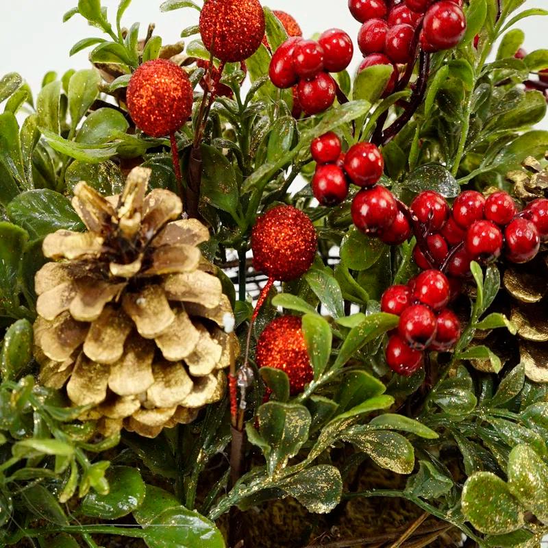 Northlight Seasonal 12" Red and Green Pine Cones Berries Christmas Tabletop Decoration | Wayfair