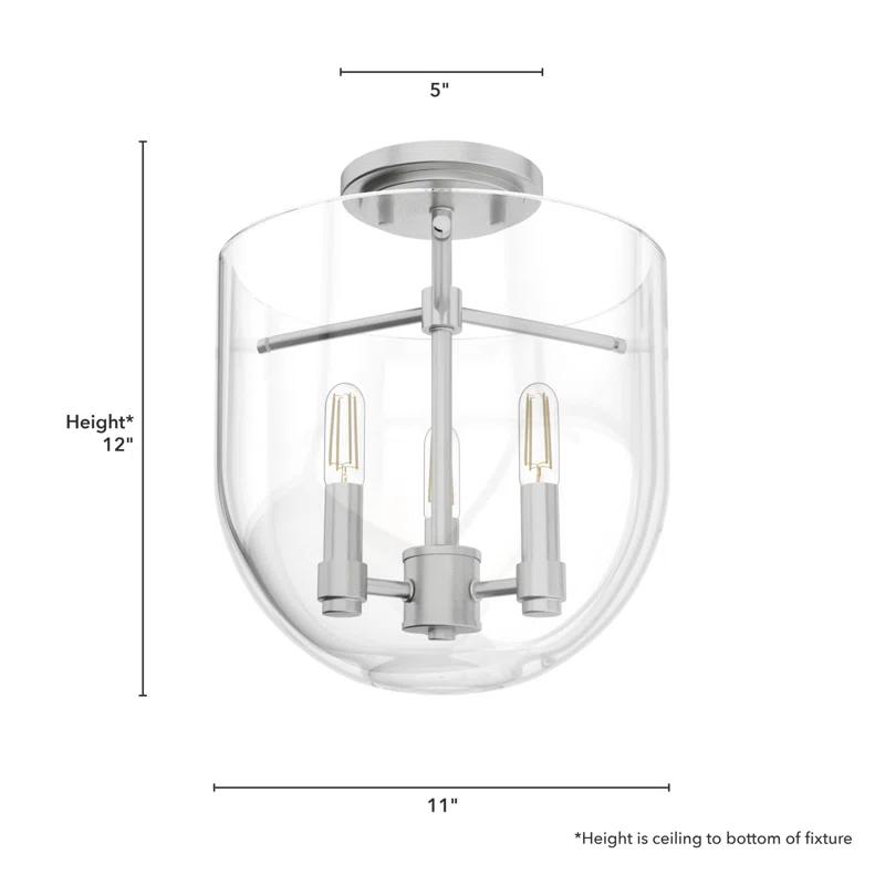Hunter Sacha Natural Iron 3 Light Flush Mount Ceiling Light Fixture