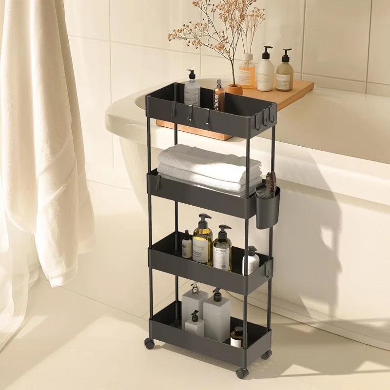 Anadea Slim Storage Cart With Wheels, Bathroom Cart Organizer Bathroom Storage Small, Rolling Cart For Bathroom, Laundry Room, Kitchen, Narrow Space