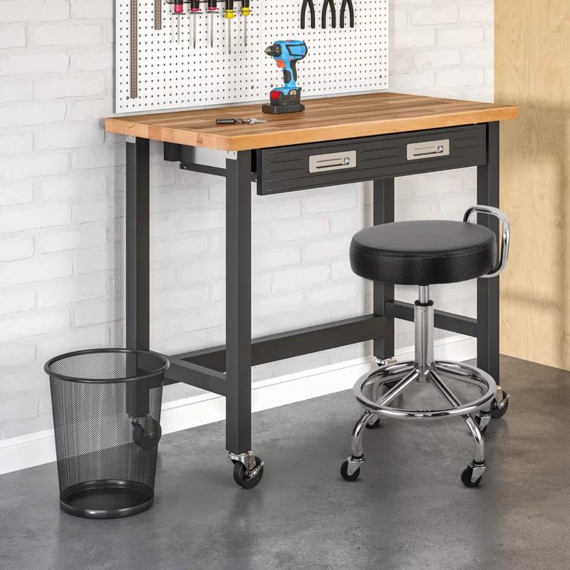 Seville Classics Adjustable Height Ergonomic Swivel Stool with Wheels