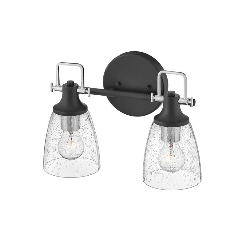 Easton Two-Light Bath Vanity Fixture w/ Clear Seedy Glass Shades