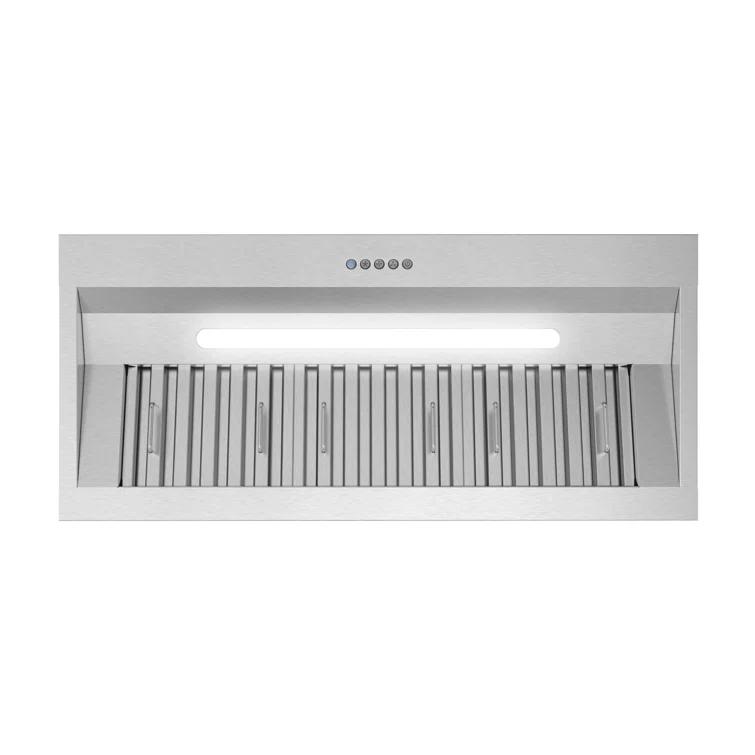 Streamline Bath Streamline 34 In. T-11611-1-DT Pescara Ducted Insert 350 CFM Range Hood In Brushed Stainless Steel With Baffle Filters, Electronic Button Control, LED Light T-11611-1-DT