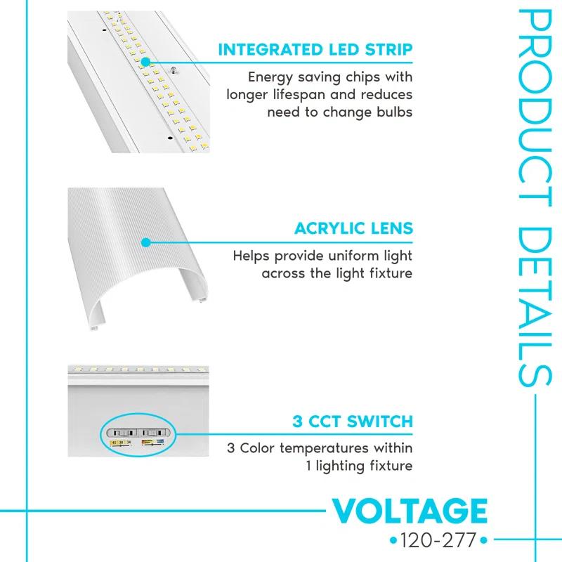 Luxrite 4' Selectable CCT Linear LED Shop Light