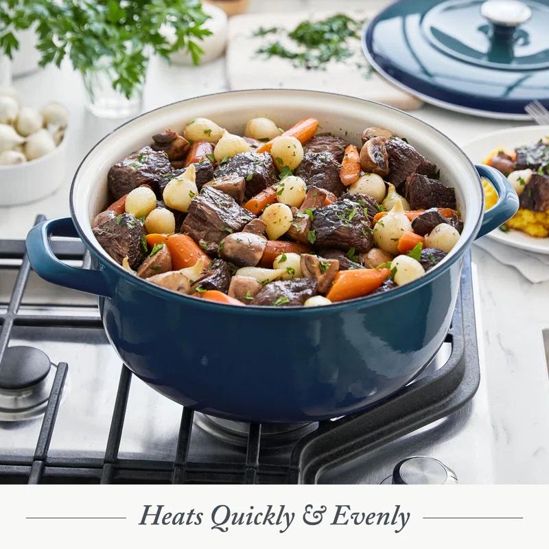 Merten And Storck 7 Quarts Non-Stick Enameled Cast Iron Round Dutch Oven
