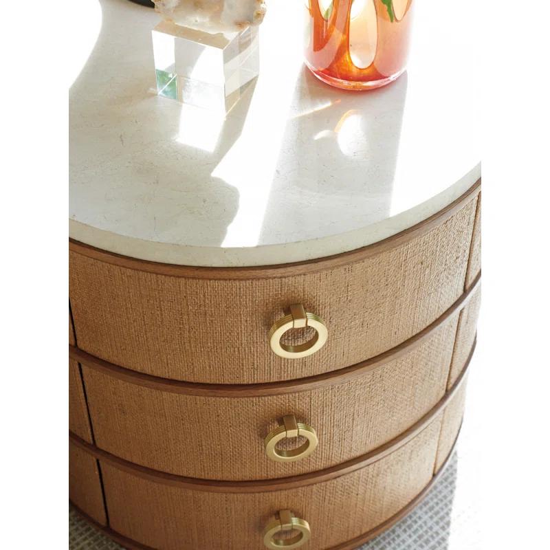 Tommy Bahama Home Palm Desert Banning Raffia Round Lamp Table