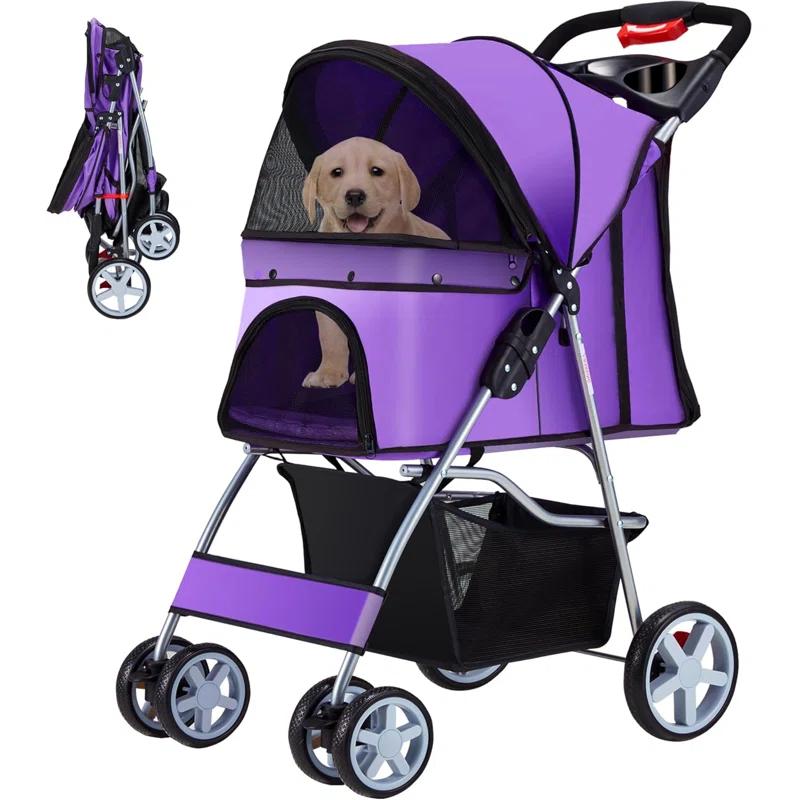 G & R PLUMBING ENTERPRISES, INC. Pet Stroller, 4 Wheels Pet Strolling Cart for Medium/Small Dogs and Cats, Foldable Cat Jogger