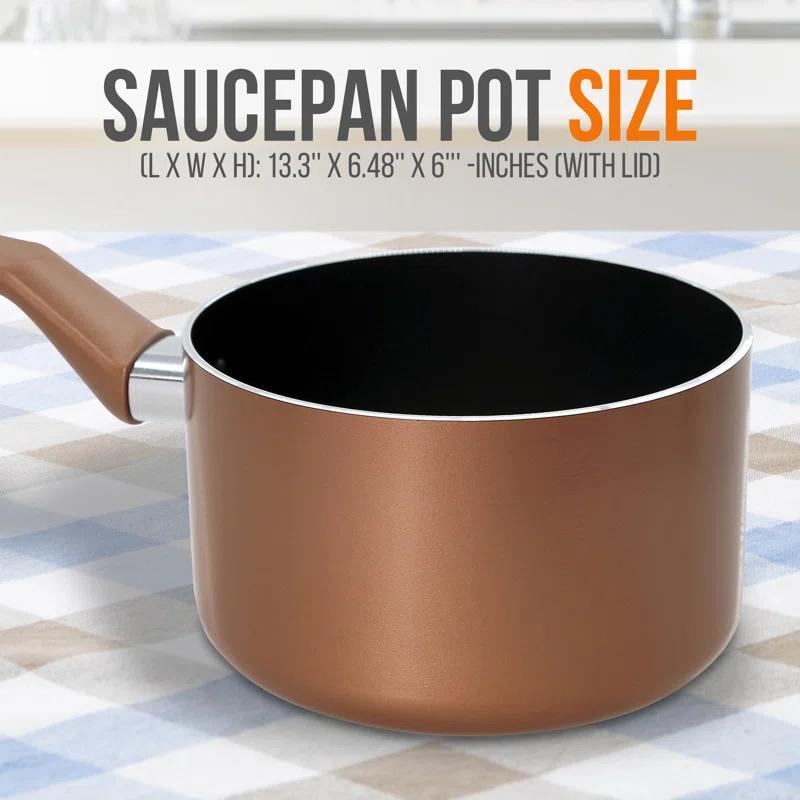 NutriChef Saucepan Pot With Lid - Non-Stick High-Qualified Kitchen Cookware With See-Through Tempered Glass Lids, 2 QT. (Works With Model: NCCWA13BR)