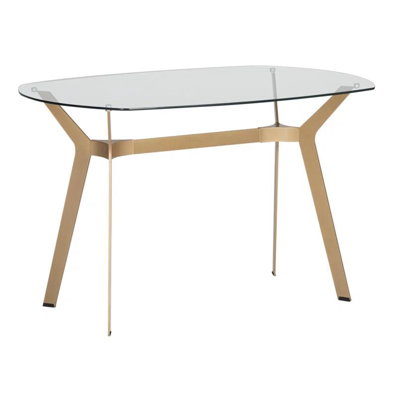 Fleischmanns Oval Glass Top Metal Base Writing Desk